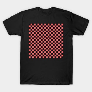 Wonky Checkerboard, Black and Pink T-Shirt